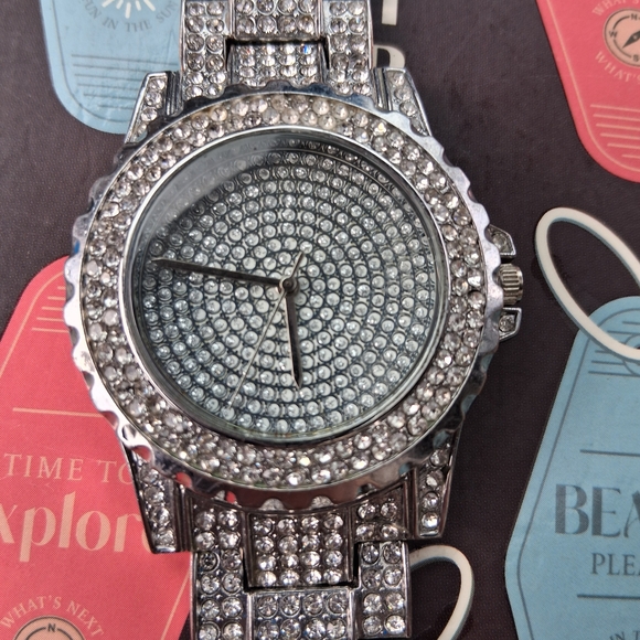 Silver Crystal-Studded Watch - Picture 3 of 5